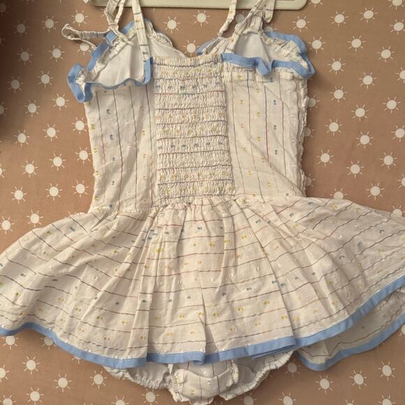 Le Petit Elle smocked / tutu swiss dot sunsuit dress / 9/10 Boutique small shop - Picture 2 of 4